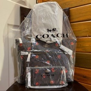 NWT COACH Set C5803 * C6047 Gallery Tote and wallet Signature Pop Floral…